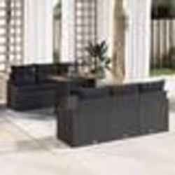 vidaXL Ensemble de canapé de jardin 7 pièces avec coussins Noir Poly Rattan