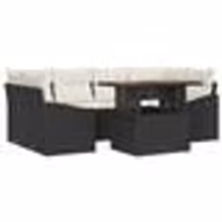 vidaXL Ensemble de canapé de jardin 7 pièces avec coussins en poly rotin noir