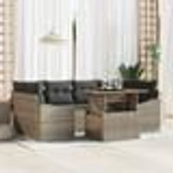 vidaXL Ensemble de canapé de jardin 7 pièces avec coussins gris en poly rotin