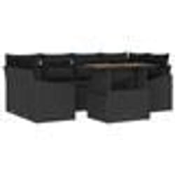 vidaXL Ensemble de canapé de jardin 7 pièces avec coussins noir en rattan synthétique