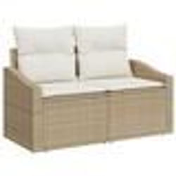 vidaXL Ensemble de canapé de jardin 8 pièces avec coussins beige poly rotin