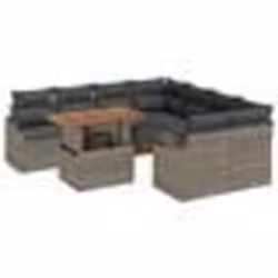 vidaXL Ensemble de Canapés de Jardin 9 Pièces avec Coussins Gris Poly Rattan