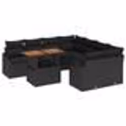 vidaXL Ensemble de sofa de jardin 9 pièces avec coussins noirs en poly rotin