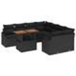 vidaXL Ensemble de sofa de jardin 9 pièces avec coussins noirs en poly rotin