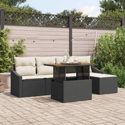vidaXL Ensemble de canapé de jardin 6 pièces avec coussins noir poly rattan