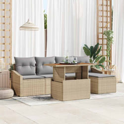 vidaXL Ensemble de canapé de jardin 6 pièces avec coussins Beige Poly Rattan