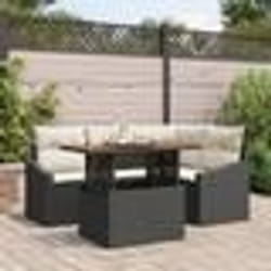 vidaXL Ensemble de canapés de jardin 5 pièces noir en poly rattan avec coussins