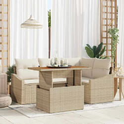 vidaXL Ensemble de canapé de jardin 5 pièces avec coussins beige en rotin synthétique