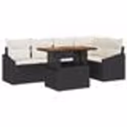 vidaXL Ensemble de canapé de jardin 6 pièces avec coussins noirs en poly rotin