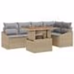 vidaXL Set de canapé de jardin 6 pièces avec coussins beige en rotin poly