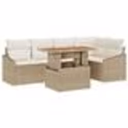 vidaXL Set de Sofa de Jardin 6 Pièces avec Coussins Beiges en Rattan Poly