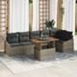 vidaXL Ensemble de canapés de jardin 7 pièces avec coussins Gris Rotin Poly