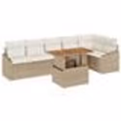 vidaXL Ensemble de Canapé de Jardin 7 Pièces avec Coussins Beige en Rotin Poly