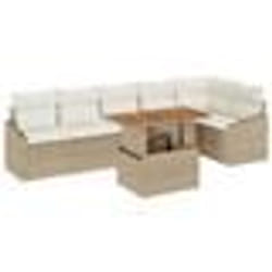 vidaXL Ensemble de Canapé de Jardin 7 Pièces avec Coussins Beige en Rotin Poly