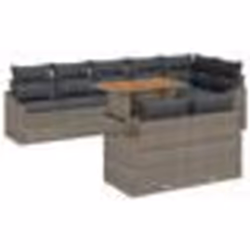 vidaXL Ensemble de Canapés de Jardin de 9 Pièces avec Coussins Gris Rotin Poly