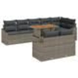vidaXL Ensemble de Canapés de Jardin de 9 Pièces avec Coussins Gris Rotin Poly