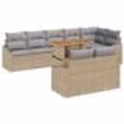 vidaXL Ensemble de Canapé de Jardin 9 pièces avec Coussins Beige Poly Rattan