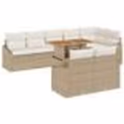 vidaXL Ensemble de Canapé de Jardin 9 pièces avec coussins beige rattan poly