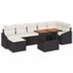 vidaXL Ensemble de Canapé de Jardin 8 Pièces avec Coussins Noirs en Rattan Poly