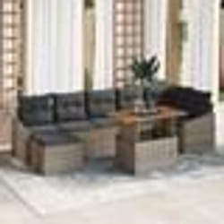 vidaXL Set de canapé de jardin de 8 pièces avec coussins gris poly rotin