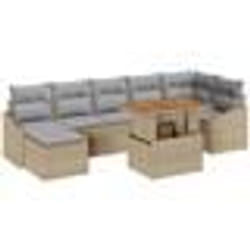 vidaXL Ensemble de canapés de jardin 8 pièces avec coussins beige poly rotin