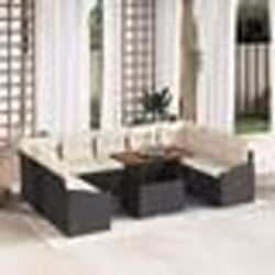 vidaXL Ensemble de Canapé de Jardin 10 pièces avec Coussins Noir Rattan Poly