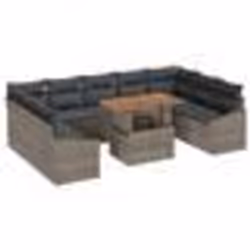 vidaXL Ensemble de Canapés de Jardin 10 Pièces avec Coussins Gris Poly Rotin