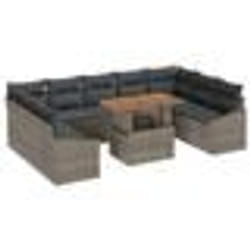 vidaXL Ensemble de Canapés de Jardin 10 Pièces avec Coussins Gris Poly Rotin