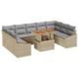 vidaXL Ensemble de canapé de jardin 10 pièces avec coussins Beige Poly Rotin