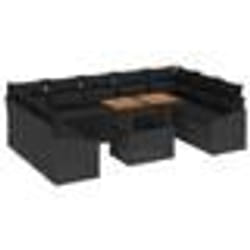 vidaXL Ensemble de canapé de jardin 10 pièces avec coussins noir rotin poly