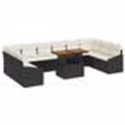 vidaXL Ensemble de Canapés de Jardin de 11 pièces avec Coussins Noir Rattan Poly