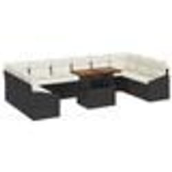 vidaXL Ensemble de Canapés de Jardin de 11 pièces avec Coussins Noir Rattan Poly