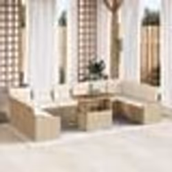 vidaXL Ensemble de canapé de jardin 11 pièces avec coussins Beige en poly rotin