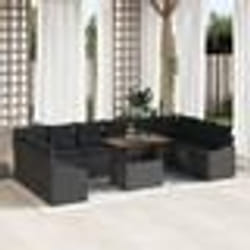 vidaXL Ensemble de canapé de jardin 11 pièces avec coussins en poly rotin noir