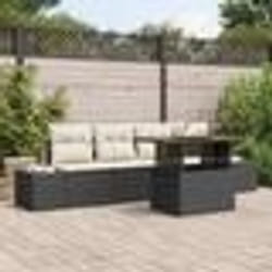vidaXL Ensemble de canapé de jardin 5 pièces avec coussins en poly rotin noir