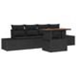vidaXL Ensemble de canapé de jardin 5 pièces avec coussins noir poly rotin