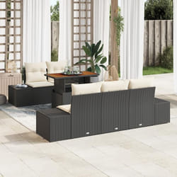 vidaXL Ensemble de canapé de jardin 6 pièces avec coussins en poly rotin noir