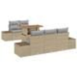 vidaXL Ensemble de Canapés de Jardin 6 pièces avec Coussins Beige Rattan Poly