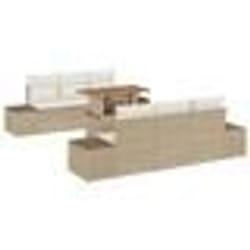vidaXL Ensemble de canapé de jardin 7 pièces avec coussins beige en poly rattan