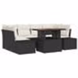 vidaXL Ensemble de Canapé de Jardin 7 Pièces avec Coussins Noirs en Rattan Poly