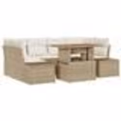vidaXL Ensemble de jardin de 7 pièces avec coussins beige poly rotin