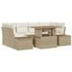 vidaXL Ensemble de jardin de 7 pièces avec coussins beige poly rotin