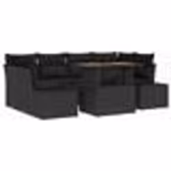 vidaXL Ensemble de canapé de jardin de 7 pièces avec coussins noir en rattan poly