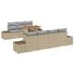vidaXL Set de canapé jardin 8 pièces avec coussins beige rotin synthétique