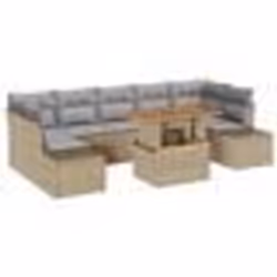 vidaXL Canapé de jardin 8 pièces avec coussins Beige Rattan Poly
