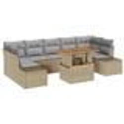 vidaXL Canapé de jardin 8 pièces avec coussins Beige Rattan Poly