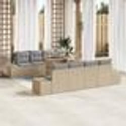 vidaXL Ensemble canapé jardin 7 pièces avec coussins beige en rotin poly
