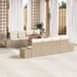 vidaXL Ensemble de Canapé Jardin 7 Pièces avec Coussins Beige Poly Rotin