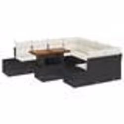 vidaXL Ensemble de Canapé de Jardin 9 Pièces avec Coussins Noir Poly Rotin