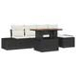 vidaXL Set de 6 pièces de canapé de jardin avec coussins noirs en poly rattan